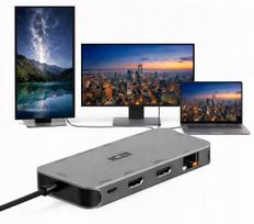 Dokavimo stotelė su USB-C, 2 HDMI, 9 jungčių, su maitinimo adapteriu, Dual Monitor