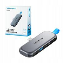 Dokavimo stotelė Vention 4-in-1 USB-C, 4K 60Hz, 100W PD, be laido