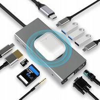 Dokas BX13V 13in1 su USB-C, HDMI 4K, Ethernet ir belaidžiu Qi įkrovimu