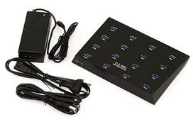 USB šakotuvas 3.0, 16 lizdų, pramoninė įkrovimo stotelė su maitinimo adapteriu