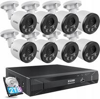 Vaizdo stebėjimo sistema ZOSI 8CH PoE su garsu, H.265+ 5MP NVR, 2TB diskas