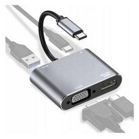 USB-C dokas su HDMI, VGA, 4x USB 3.0, PD, sidabrinis, 4K 30Hz / 1080p 60Hz