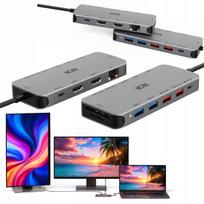 Dokavimo stotelė su maitinimu ir HDMI, skirta 2 monitoriams ir nešiojamam kompiuteriui