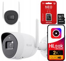 IP vaizdo kamera Hikvision HiLook IPC-B140HA-D/W(W), 4MP, su mikrofonu, garsiakalbiu ir 128GB atmintimi