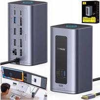 Daugiafunkcis USB-C HUB 12in1 su 2x HDMI, 2x DisplayPort, Dvigubu ekranu, RJ45, 100W