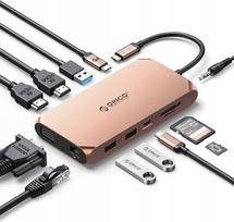 USB HUB adapteris ORICO 12-in-1 su 4K HDMI, PD, Ethernet, SD kortelių skaitytuvu ir 3,5 mm jungtimi