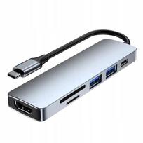 USB-C 6 in 1 hubas: HDMI 4K, USB-C 3.0, SD, MicroSD kortelių skaitytuvas, 60W
