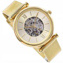 Moteriškas laikrodis FOSSIL ME3250 Carlie automatinis, auksinis, atvira mechanizmo dalis