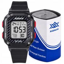 Sportinis laikrodis XONIX, juodas, 10 ATM, su laikmačiu ir chronografu, WR100 BBQ 007