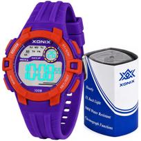 Vaikiškas sportinis laikrodis XONIX, su apšvietimu, chronometru, data, signalizacija, violetinis