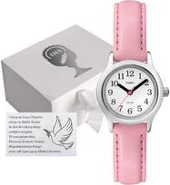 Mergaičių laikrodis TIMEX su elegantiška dėžute ir graviravimu „Pirma komunija“