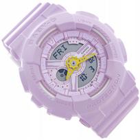Moteriškas laikrodis CASIO BABY-G BA-110AH-6AER, violetinis, sportinis dirželis, 10 bar