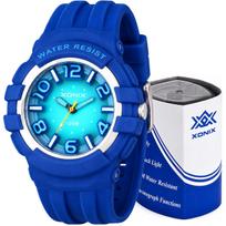 Sportinis laikrodis XONIX, mėlynas, atsparus vandeniui, LED, guminė apyrankė, 10 ATM