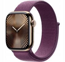 Išmanusis laikrodis Apple Watch 42 mm, titano auksinis, su violetine sportine apyranke (S/L), GPS + Cellular
