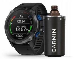 Išmanusis laikrodis Garmin Descent Mk2i, titano, pilkas, su juodu silikoniniu dirželiu ir T1 sekikliu