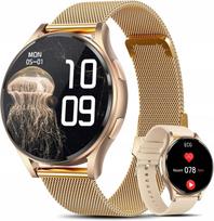 Moteriškas išmanusis laikrodis GE30-F, auksinis, EKG, BMI, HRV, BT 5.3, 1,43" AMOLED, AOD