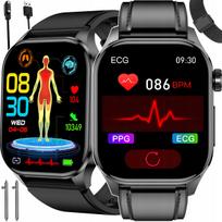 Išmanusis laikrodis su EKG, gliukozės ir kraujospūdžio matuokliu, AMOLED ekranas, 3 apyrankės, MENUPL
