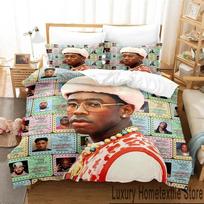 3D Print Tyler The Creator Rapper Bedding Set Boys Girls Twin Queen King Size Duvet Cover Pillowcase Bed boys Adult 70x133cm 3pcs black