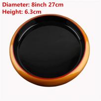 Japanese sushi bucket Golden gold black flower sashimi raw fish seafood dish Salmon cuisine fruit dish food round tray rice ball black