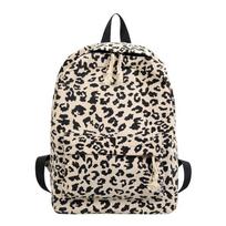 Women's leopard print backpack fashionable student schoolbag girl large capacity backpack black