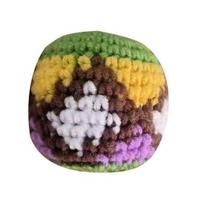 Hand Knitted Juggling Balls Set Crochet Hacky Footbag for Kids Adults Colorful Mixed Patterns Crochet Sensory Ball for Outdoor Play Party Favors 3pcs black