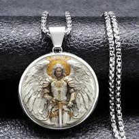 Arkangelas Mykolas Universalūs Papuošalai Dovana Vaikinui Pakabukas Karoliai Moterims 50cm(Necklace Size)
