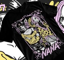 Nana Osaki T-shirt Black Stones Girl Kawaii Manga Anime Graphic Shirt Soft Tee S gray