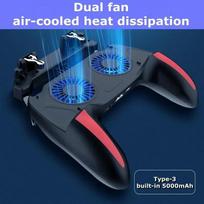 4 Finger Mobile Game Controller With Cooling Fan Joystick Aim Shooting Gamepad For IOS Android with finger cots gray