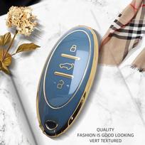 3 Buttons Luxurious Golden Edge Remote Car Key Case Full Cover For FAW Besturn T33 T77 T99 B70 T55 Keychain Auto C Only Key Case beige