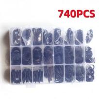740/1200Pcs O-ring Rubber Gaskets Seal Ring Set Nitrile Rubber High Pressure O-Rings NBR Sealing Elastic Band O Rubber Rings 740PCS blue