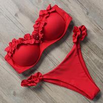 Bikinis Kostiumėlis Maudymosi Kostiumėlis Moteriškas Vientisos Spalvos Seksualus Maudymosi Kostiumėlis M balta