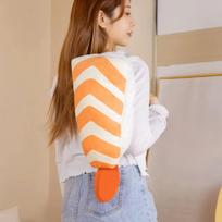 1pc 35-45CM Lovely Sushi Plush Backpack Toys Cartoon Fried Shrimp Sushi Omelette Sushi Pillow Stuffed Soft for Girls Baby Decor beige