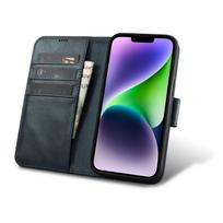 2in1 Leather Flip Case iPhone 14 Plus AntiRFID Oil Wax Wallet Case Blue