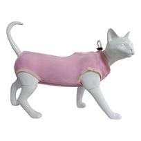 Professional Soft Cat Recovery Suit Prevent Lick Easy To Wear Small Pet Vest Breathable Adjustable Weaning Jumpsuit Indoor (Pink,S) rožinė