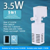 5 In 1 Aquarium Filter Pump Fish Tank Submersible Air Oxygen Aerator Aquarium Air Pump Water Circulation Changer Pump Wave Maker A2 blue
