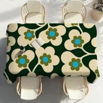 O-Orla Kiely Flower Table Cloth Home Party Picnic Dining Room Kitchen Desktop Patios Easy to Wipe Clean Stain-Proof 60*90inch(152cm*228cm） brown