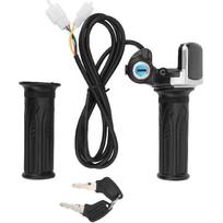 48V Half Twist Throttle, Electric Bike Throttle With LED Display Grip Lock Key Set For Ebike Motorcycle Scooter black