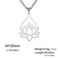 Dawapara Yoga Lotus Flower Women Necklace Buddhist Mandala Minimalism Charm Stainless Steel Healing Jewelry beige