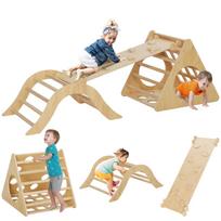 8-in-1 Climbing Structure for Children 18-48 Months with Ramp, Ladder, Arch and Sandbag, 175x59.5x60 cm, Natural