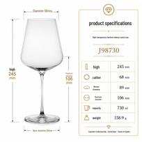 Prabangus krištolinis vyno taurių rinkinys: Šampano taurė, Bordo ir Burgundijos taurės black