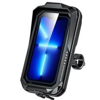 Atsparus vandeniui motociklo telefono laikiklis dviračio telefono tvirtinimo dėklas krepšys mobiliojo telefono laikiklis 360° pasukimas aliuminio pagrindas 4,7 -7,2 juoda