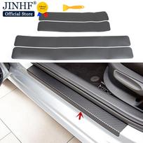 Hot 4 Pack 3D Carbon Fiber Pedals Guards Anti-kick Scratch Door Autoparts Kick Guard Threshold Car Door Sill Protector black