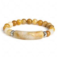 Natūralaus akmens elastinė apyrankė Aura gydymas Rožinis kvarcas Žalias aventurinas Tigro akis Kristalas Stačiakampė ilga apyrankė Bracelet Style G gray