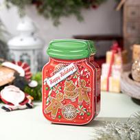 Haobei Christmas Tin Can Shaped Car with Gingerbread Man Party Candy Box Ornaments gray