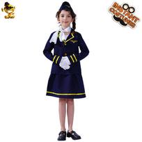 Vaikams ir mergaitėms mielas stiuardesės kostiumas, mažos mergaitės stiuardesės cosplay uniforma cosplay l/10-12 years old 140-152cm black
