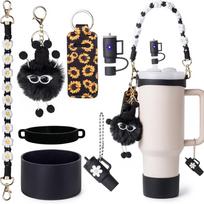 7-piece cup accessory set, water bottle handle strap, silicone straw cap, bottle rack, 30oz 40oz insulated cup keychain accessories mėlyna