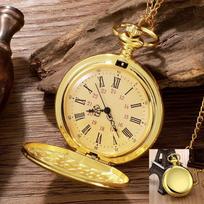Delta Action Vintage Polished Pocket Watch with Flip Cover and Large Arabic Numerals brown