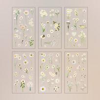 12 lapų 2 pakuotės skaidrūs PET lipdukai scrapbookingo medžiagos DIY žurnalo koliažas gėlių lapai augalai dekoratyviniai lipdukai white
