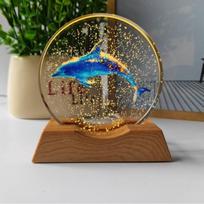 3D Acrylic LED Night Light, Warm White & Dolphin Design With Durable Base įvairiaspalvis