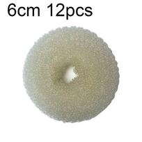 12Pcs/Set Plate Hair Donut Hair Bun Maker Roller Diy Magic Elastic Foam Sponge Hair Styling Tools Princess Hair Accessories S/M/ 6cm 12pcs smėlis